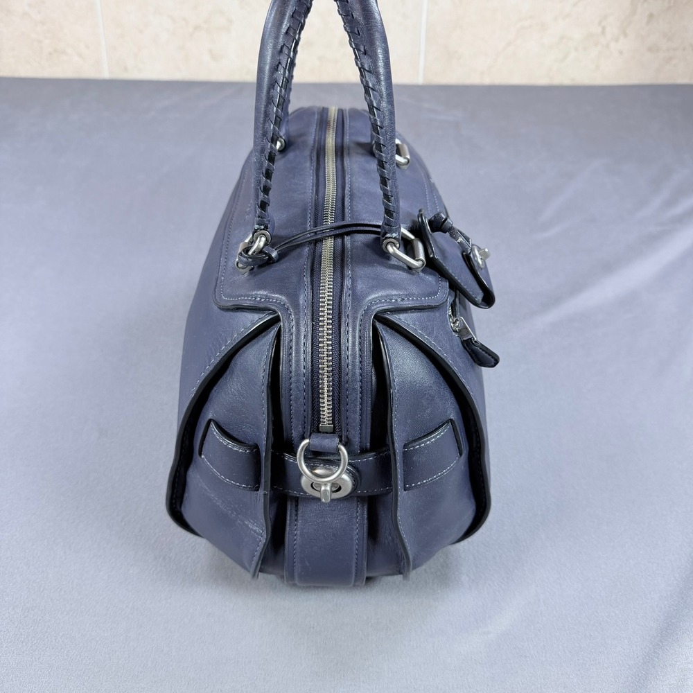 Coach Ace Satchel Glovetanned Leather Navy Blue 12x8x6.5 Braided Handles 37017 - Picture 15 of 16